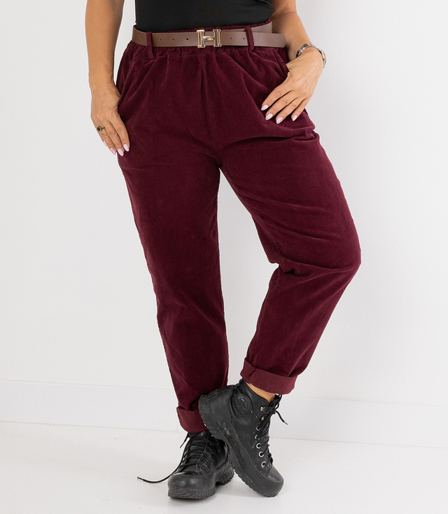 Corduroy chinos pants with belt CITY SOFT