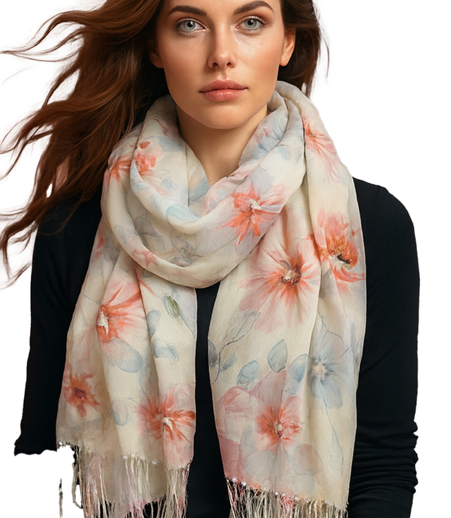 Women's floral pattern scarf 180x70
