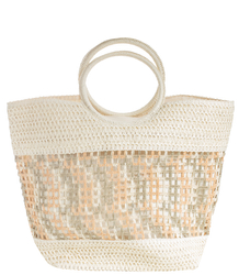 Large woven summer shopper bag with round handles