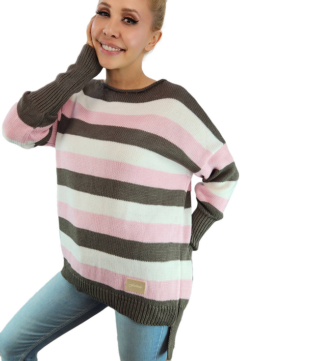 Women's knitted sweater warm striped colors