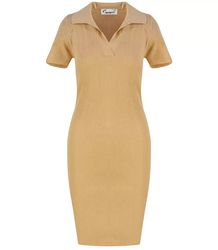 Fitted elastic midi polo dress