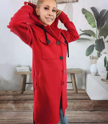 Warm long sweatshirt cotton shirt jacket