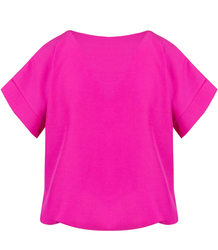 Elegant blouse with round neckline and elastic waistband INGA