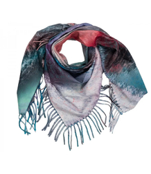 Modna wielokolorowa chusta szal szalik z frędzlami