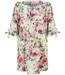 Spanish tunic mini dress with beautiful flowers
