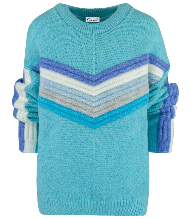 Warm women's sweater with colorful stripes in wool JULIA
