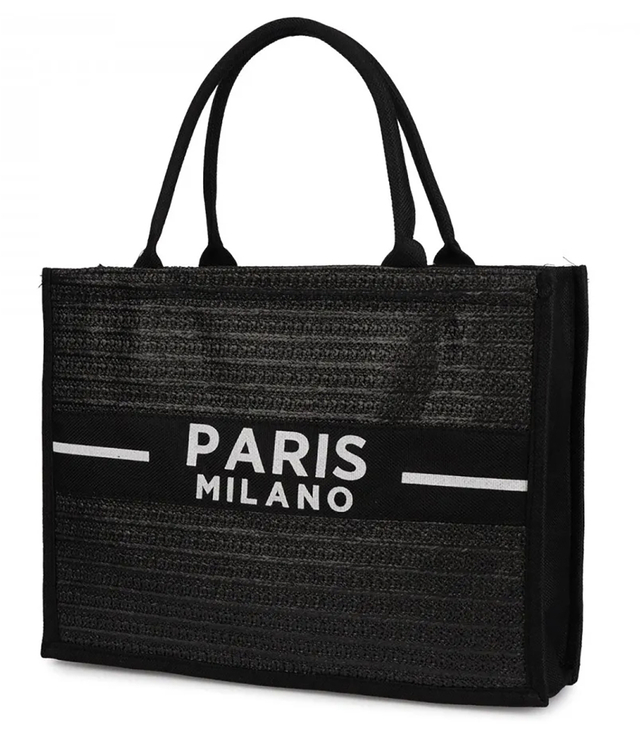 PARIS MILANO braided shopper bag for summer beach large eco bag