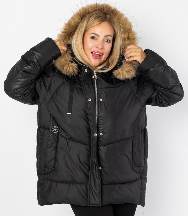 Warm winter jacket with fur hood URBAN EXPLORER