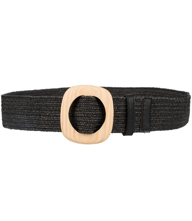 Braided women's belt with large buckle