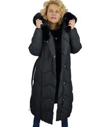 Long quilted winter warm coat with hood KELLY