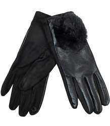 Women's gloves insulated with fur buttons Touch Five-fingered
