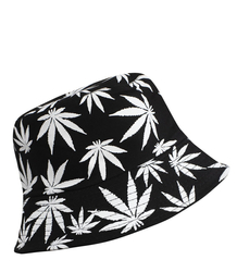 Reversible BUCKET HAT with leaves print