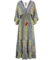 Long, airy dress in ethnic hippie style, Indian patterns SHANTI