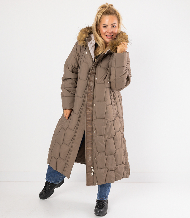 Długa kurtka pikowany płaszcz zimowy URBAN LONG PUFF PLUS SIZE