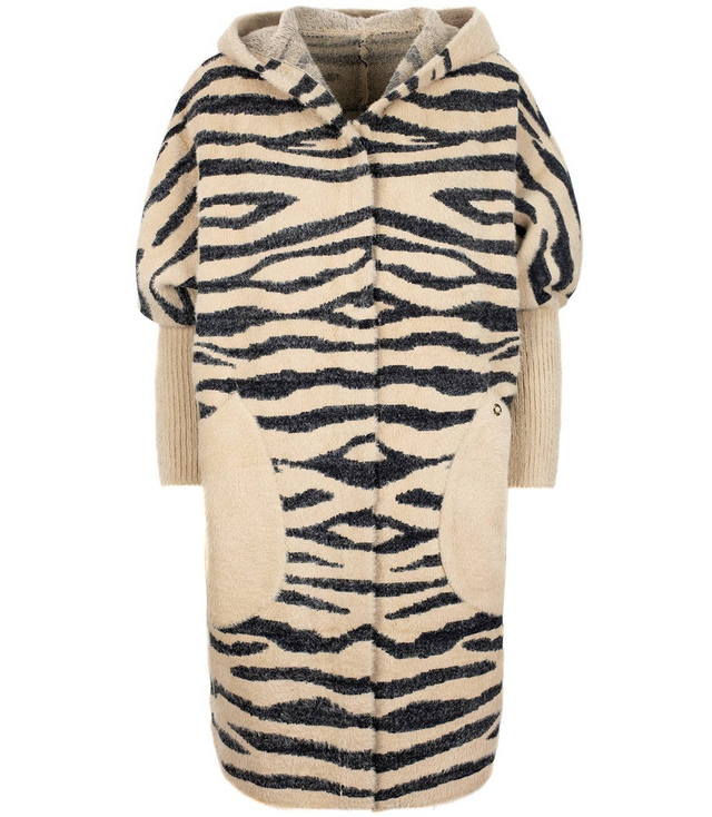 Stylowa kurtka Alpaka z kapturem Zebra 