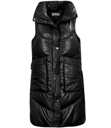 Women's Long Sleeveless Vest Pockets