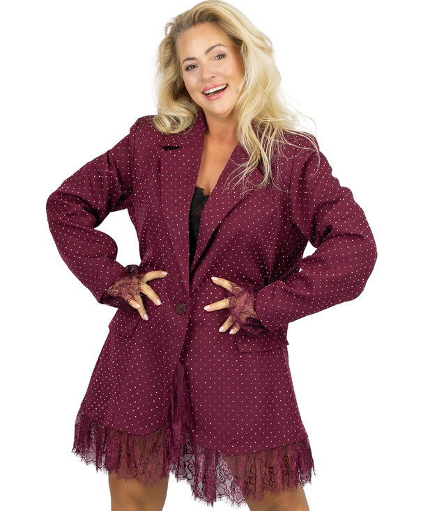 Oversize sequin jacket with lace for party