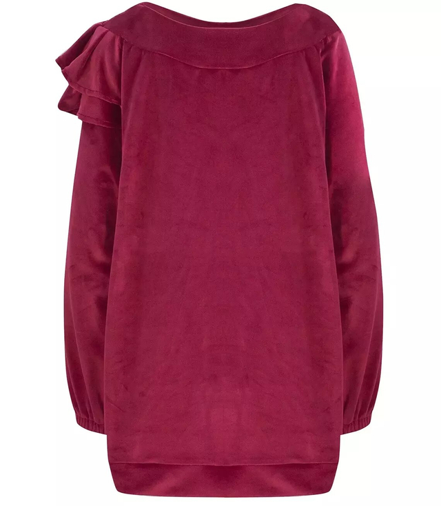 Welurowa bluza dresowa z falbanką oversize