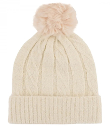 Warm women's cap with pompom and shiny thread autumn winter hat 