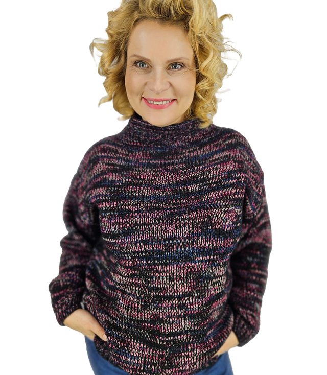 Warm melange women's oversize half-golf sweater HANNA