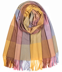 Fashionable warm shawl scarf plaid fringes