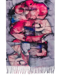 Women's scarf with abstract motif tassels