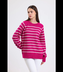 Warm women's fashionable striped sweater ANNA