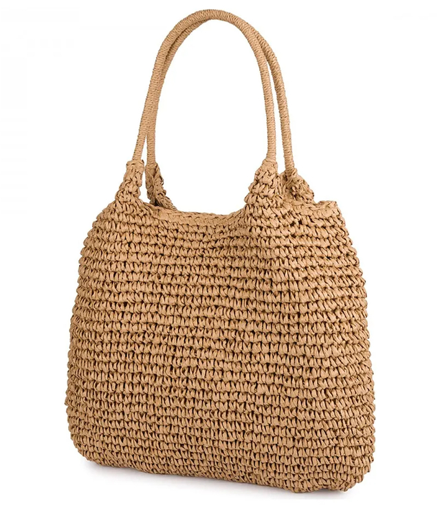 Large braided raffia shoulder bag