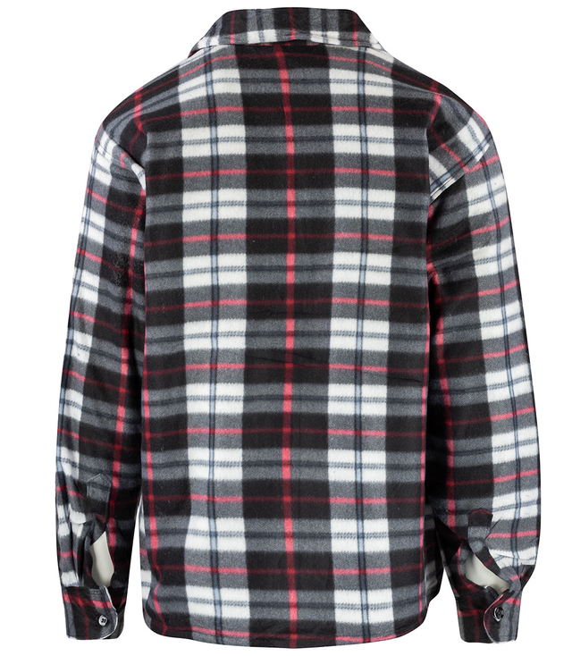 Warm fleece checked men's shirt insulated with faux fur