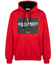 Men's warm, thick sweatshirt with a hood and a print