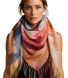 Women's scarf with floral pattern 100x100