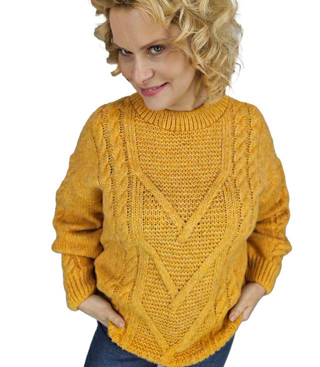 Warm women's sweater with plaid weave stretch soft INKA