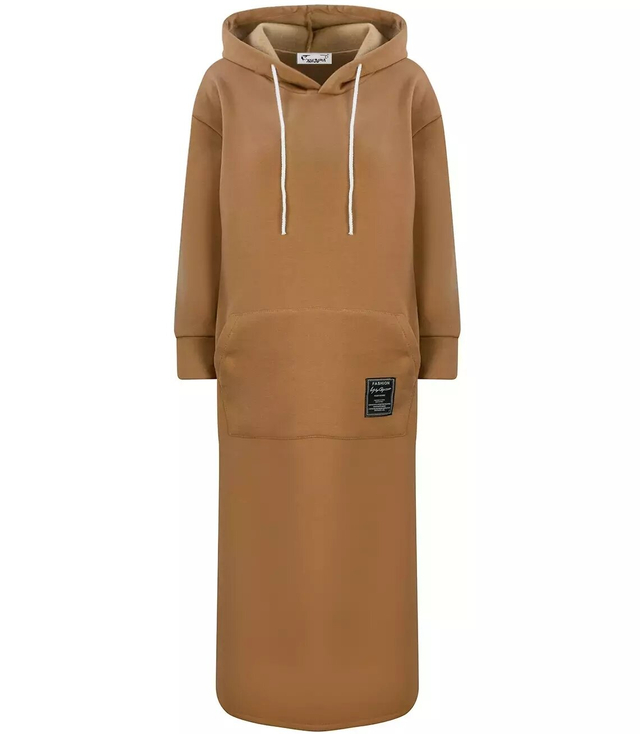 Ciepła bluza damska dresowa Oversize Sukienka Bawełniana Kaptur