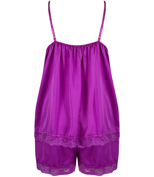 Satin pajama set with lace shorts top petticoat