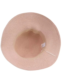 Raffia straw hat with string anchors