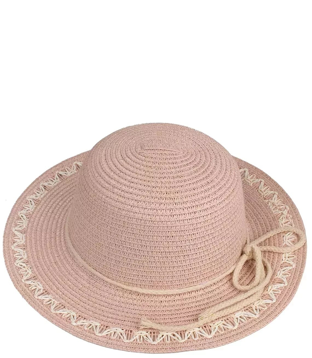 Braided raffia straw hat with drawstring