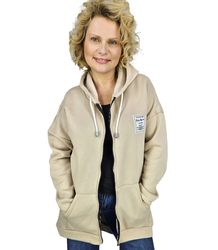 Warm women's sweatshirt one-color basic with hood FARLA