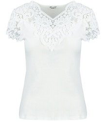 Ribbed T-shirt decorated with AMELIA lace