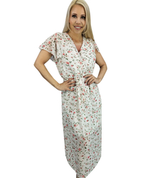 MAXI summer dress, elegant, floral print, V-neckline