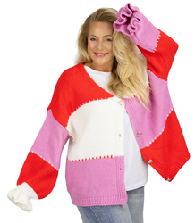 Short oversize sweater cardigan with buttons JULIETTE