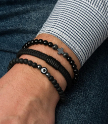 Set of men's bracelets natural stone eye of the prophet