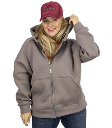Warm women's sweatshirt one-color basic with hood BROOKLYN