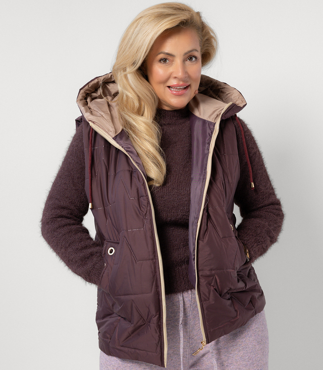 Women's quilted sleeveless hooded jacket MARINA