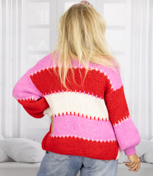 Short cardigan sweater unbuttoned wide stripes VALENTINA