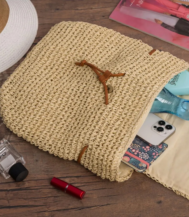 Backpack boho braided straw summer stylish for summer 
