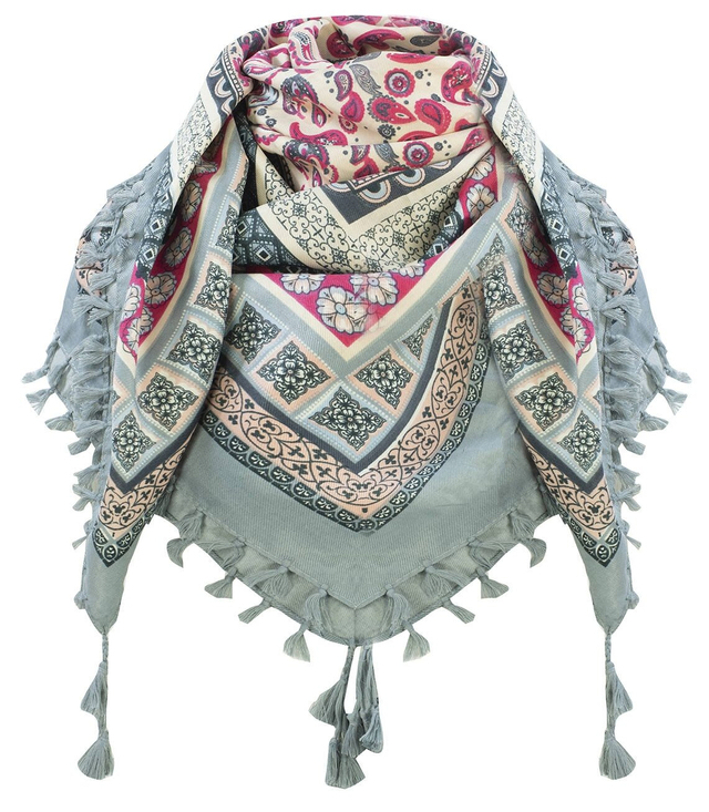 Large BOHO scarf with floral patterns