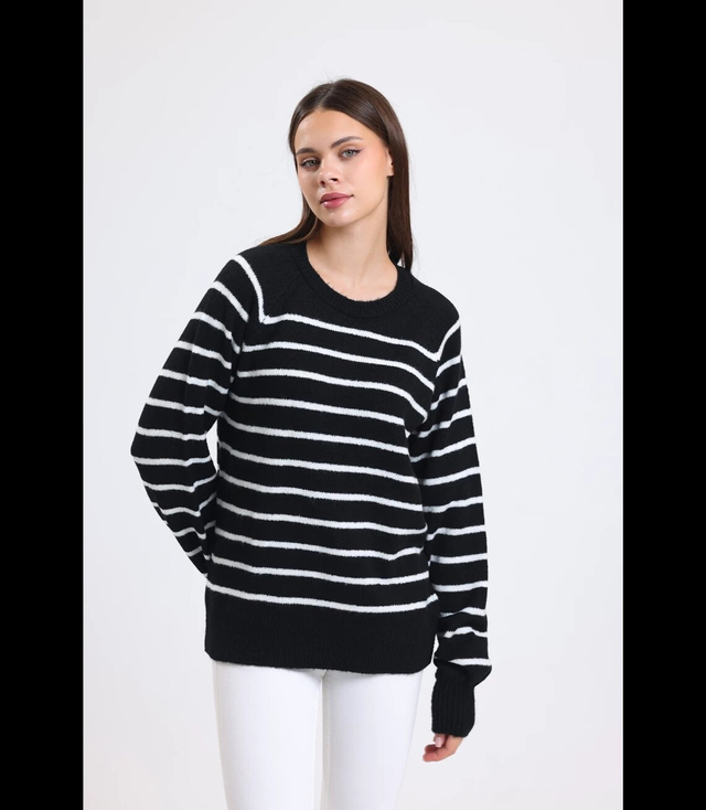 Warm women's fashionable striped sweater ANNA