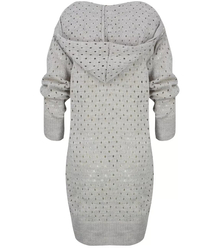 Długi ażurowy kardigan z kapturem ANIELA