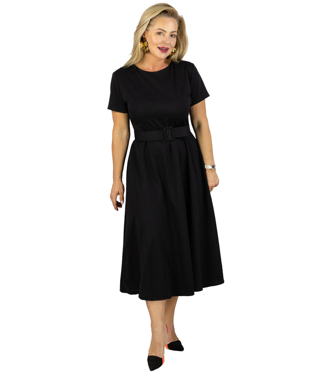 Classic strapless dress flared midi ELISE