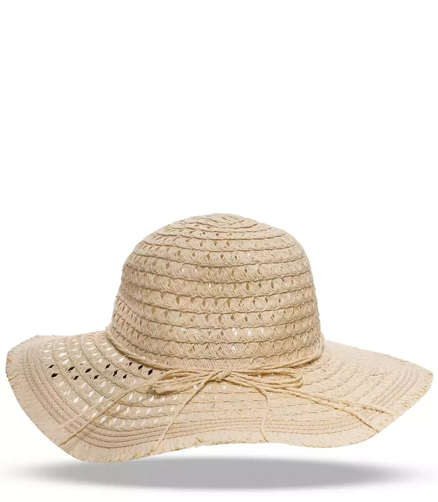 Fashionable openwork straw hat for women made of raffia